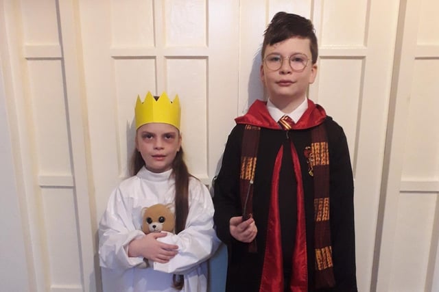 Niamh as the Little Princess and Aaron as Harry Potter.
