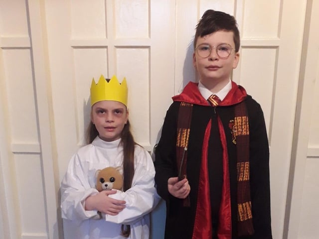 Niamh as the Little Princess and Aaron as Harry Potter.