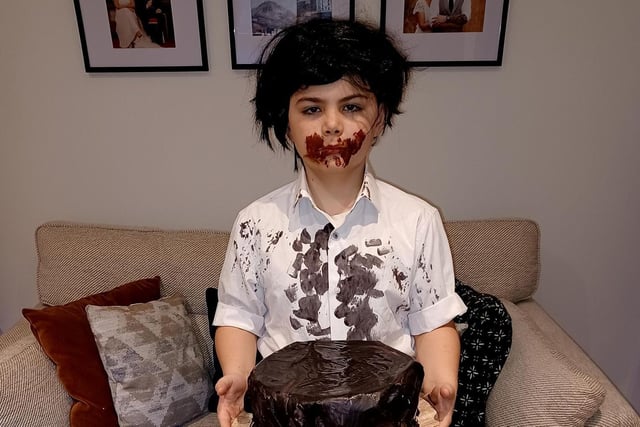 Cael, age 10, as Bruce Bogtrotter from Matilda