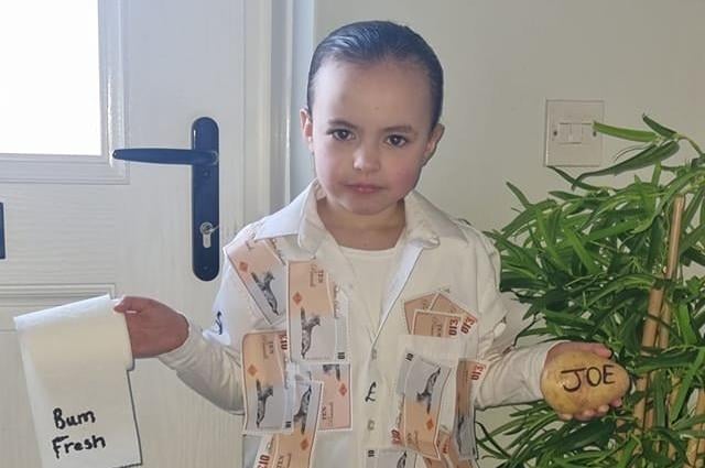 Joe dressed as Billionaire Boy
