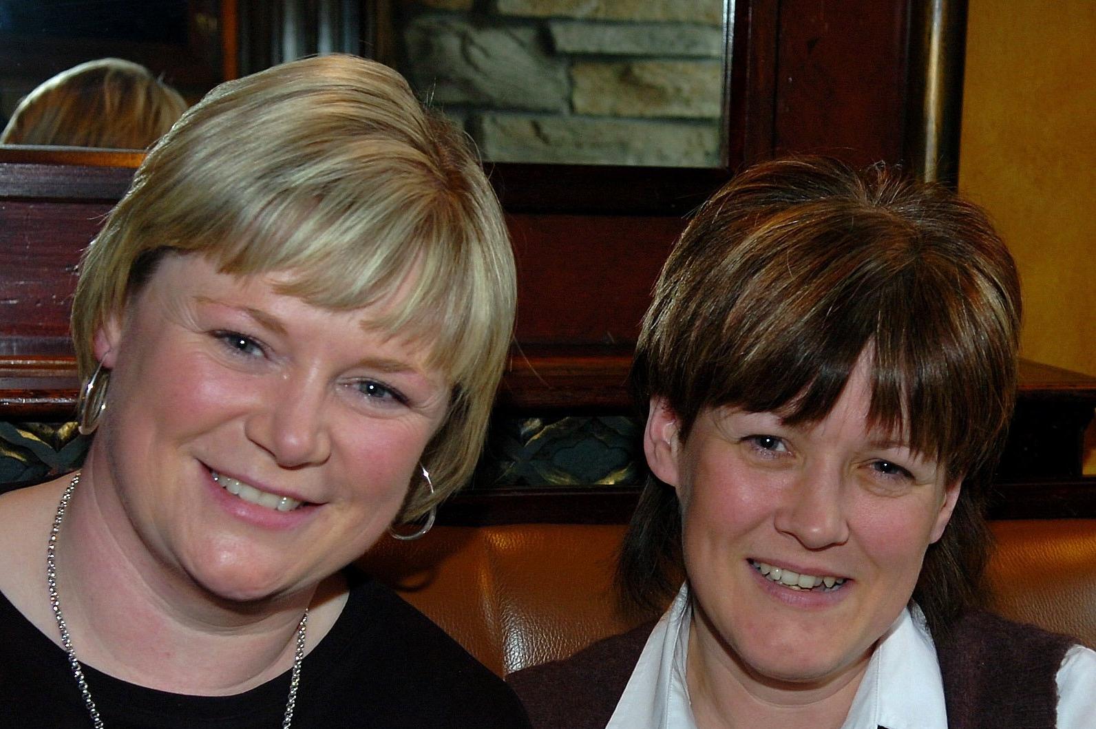 Enjoying  a cup of coffee  at the Big Breakfast event in aid of Cancer Research NI held in Walsh's Hotel in 2007 were Bernadette Warnock and Collette McGrath.