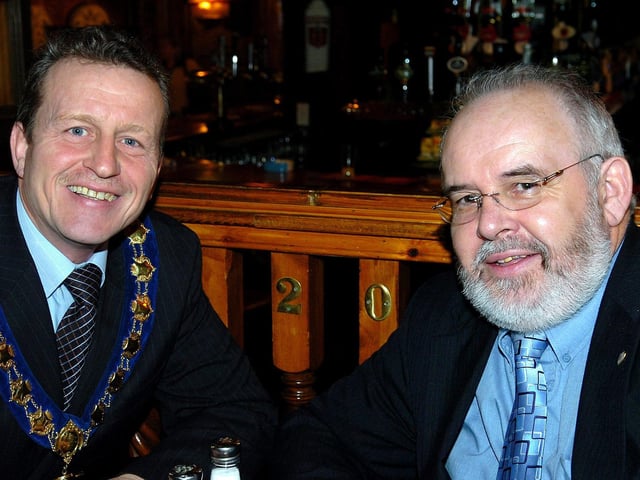 Magherafelt Council Chairman Ian Milne and MLA Francie Molloy at the fundraising breakfast.