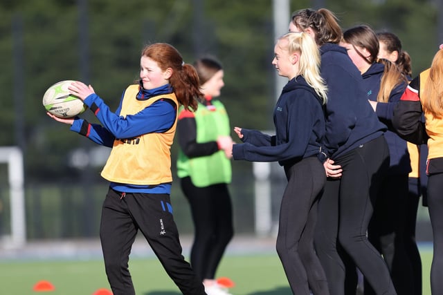 Girls had an opportunity to try out rugby at the ‘Different Ball Same Goal’ event in Coleraine