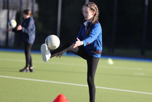 Keeping her eye on the ball at the multi-sports event held in Coleraine