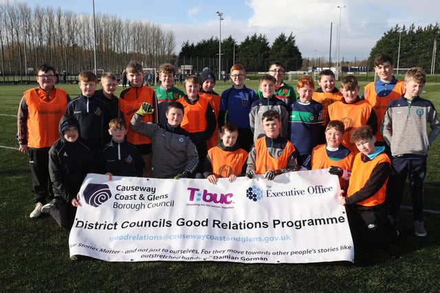 Some of the boys who took part in the ‘Different Ball Same Goal’ event in Coleraine