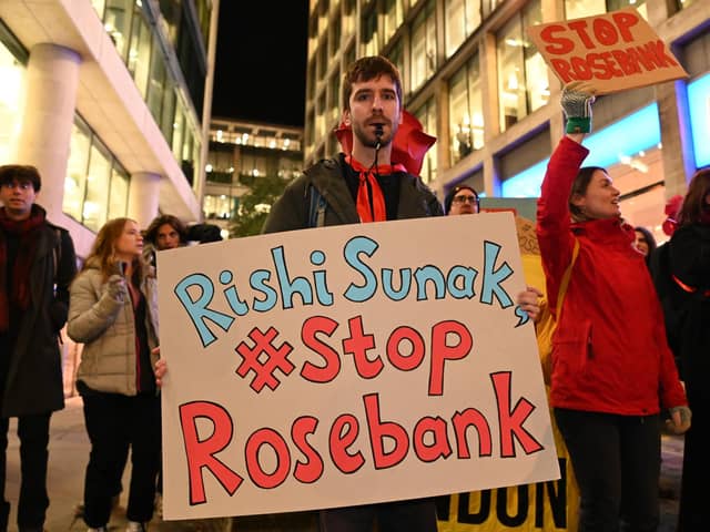 Protests against new oil and gas drilling at Rosebank. PIC: Fossil Free London/PA Wire