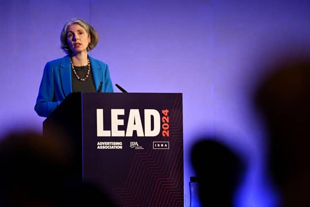 Confederation of British Industry (CBI) chief executive Rain Newton-Smith speaks during LEAD 2024 at the Queen Elizabeth II Centre on February 8, 2024 in London. (Photo by Leon Neal/Getty Images)