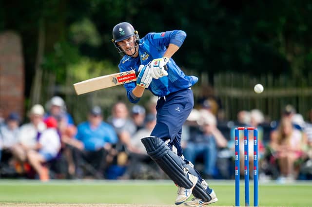 James Wharton hits out on his way to a one-day career-best 56 against Gloucestershire at York, but the young Yorkshire batsman wants more from himself. Picture by Allan McKenzie/SWpix.com
