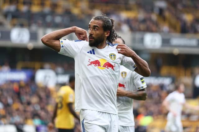 Dominic Calvert-Lewin of Leeds United celebrates scoring his team's first goal in the win at Wolves (Picture: Dan Istitene/Getty Images)