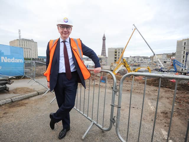Levelling Up minister Michael Gove at the Blackpool Central development