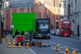 Filming preparations for the Netflix series The Crown in Hull,  in Victoria Square and Alfred Gelder Street.