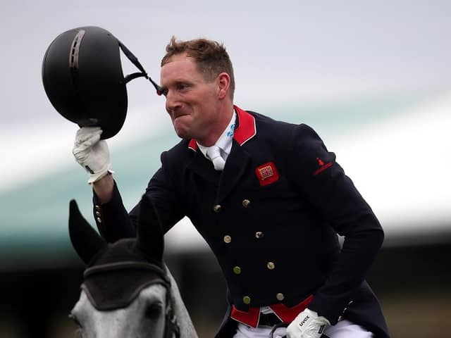 IN THE RUNNING: Oliver Townend celebrates on Swallow Springs during the Dressage at the 2023 Burghley Horse Trials Picture: Simon Marper/PA
