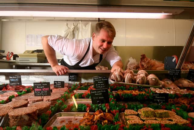 Butcher Tom Jackson at the shop, which the Timms took over after the last owners retired