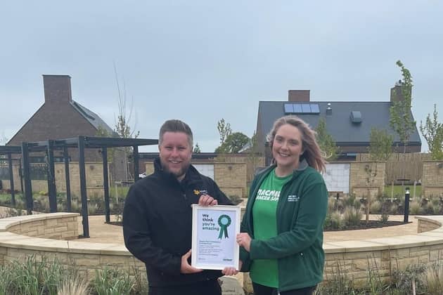 Maple Park crematorium assistant manager, Toby Cunniffe, with senior relationship fundraising manager for Macmillan Cancer Support, Michaela Ryder.