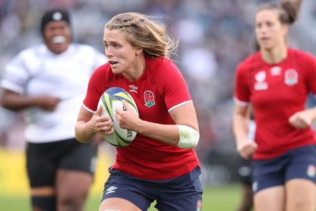 Scarborough and former West Park Leeds player Zoe Aldcroft of England in action during the Pool C Rugby World Cup 2021 New Zealand match against Fiji. (Picture: Phil Walter/Getty Images)