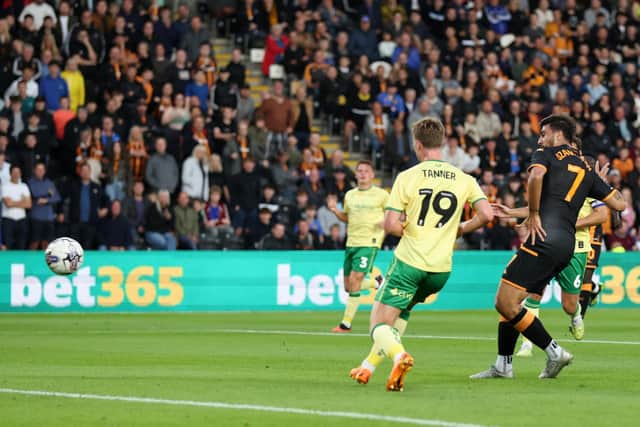 OPENING SALVO: Hull City's Ozan Tufan of Hull City opens the scoring for the hosts against Bristol City at the MKM Stadium Picture: George Wood/Getty Images.