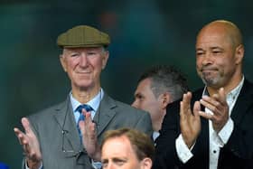 Jack Charlton and former player Paul McGrath at an international friendly match between Republic of Ireland and England in 2015.