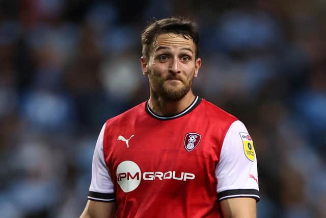 COVENTRY, ENGLAND - OCTOBER 25: Conor Washington of Rotherham United during the Sky Bet Championship between Coventry City and Rotherham United at The Coventry Building Society Arena on October 25, 2022 in Coventry, England. (Photo by Catherine Ivill/Getty Images)