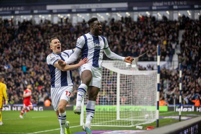 West Bromwich Albion's Daryl Dike celebrates scoring his second during the Sky Bet Championship match at The Hawthorns, West Bromwich. Picture: Ian Hodgson/PA