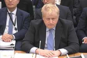 Boris Johnson giving evidence to the Privileges Committee at the House of Commons, London. Picture date: Wednesday March 22, 2023.