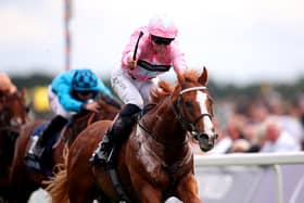 WINNER: Live In The Dream ridden by jockey Sean Kirrane wins the Coolmore Wootton Bassett Nunthorpe Stakes on day three of the Sky Bet Ebor Festival at York Racecourse. Picture: Simon Marper/PA