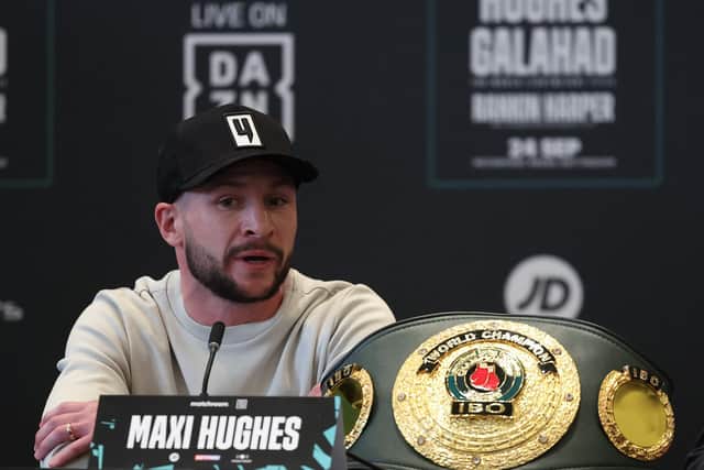 Maxi Hughes speaks during the final press conference. Picture: Mark Robinson/Matchroom Boxing