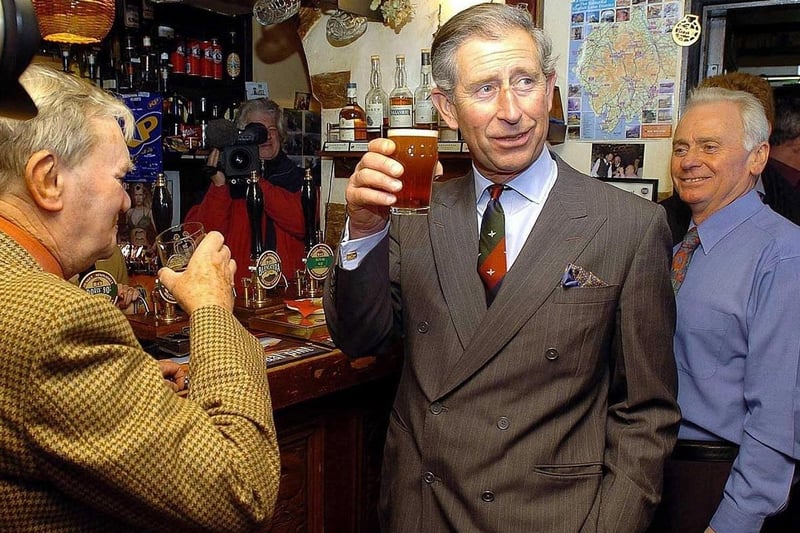 Prince Charles will enjoy a traditional pub lunch with a group of farmers and a local dominoes team during a visit to the Yorkshire Dales in December 2004.