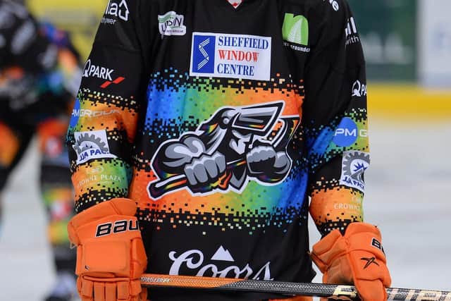PRIDE: The Sheffield Steelers' specially-designed 'Pride' jersey as part of the Elite League and ice hockey's Pride Week celebrations. Picture: Dean Woolley/Steelers Media/EIHL
