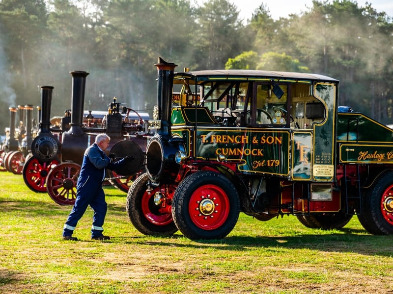 Pictured Tom French, from Scotland, cleaning out the boiler-tubes on his 1927 Foden Steam Wagon. Picture: James Hardisty. Date: 6nd September 2026.