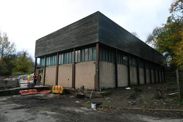 The 1970s pool building has now been demolished