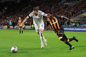 SUMMER SIGNING: Hull City's Jaden Philogene takes on Leeds United's Luke Ayling in his second appearance in black and amber