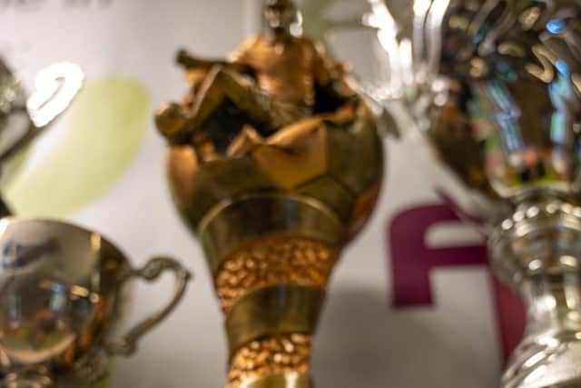Football Unites Racism Divides trophies at U-Mix in Sheffield