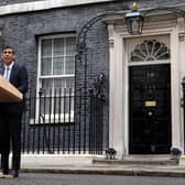 Britain's newly appointed Prime Minister Rishi Sunak delivers a speech outside 10 Downing Street in central London, on October 25, 2022. PIC: DANIEL LEAL/AFP via Getty Images