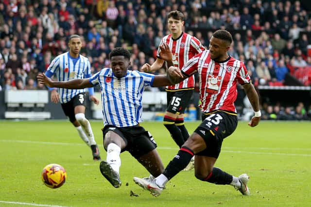 Sheffield United's Tyrese Campbell scores the winning goal in the Sheffield derby to silence Wednesday (Picture: Nigel French/PA)