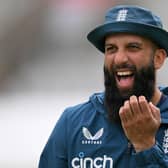 MANCHESTER, ENGLAND - JULY 17: Moeen Ali of England during a nets session at Emirates Old Trafford on July 17, 2023 in Manchester, England. (Photo by Gareth Copley/Getty Images)