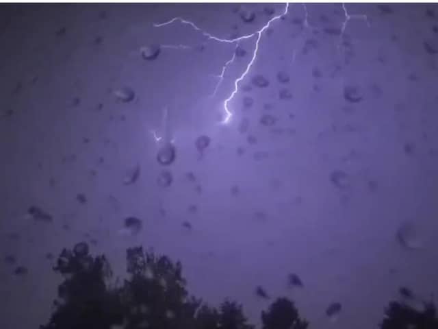 Still from a video of lightning taken by Harry Lyons in Ecclesall, Sheffield in the early hours of this morning (Monday, September 5, 2022)