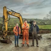 Reuben Owen (middle) with friends Sarah and Tommy on Channel 5 series Life in the Dales. (Pic credit: Channel 5)