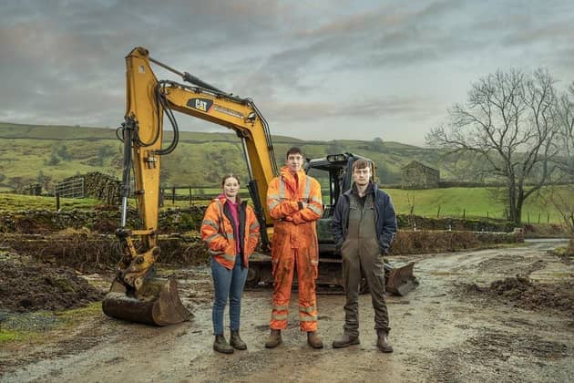 Reuben Owen (middle) with friends Sarah and Tommy on Channel 5 series Life in the Dales. (Pic credit: Channel 5)