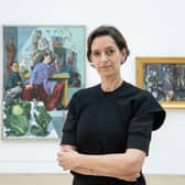 Jane Bhoyroo, principal keeper, Leeds Art Gallery with Paula Rego's painting The Artist in her Studio, photographed for the Yorkshire Post by Tony Johnson.