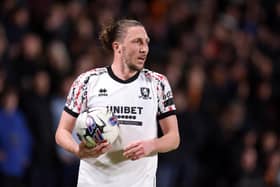 Middlesbrough loanee Luke Ayling, pictured during the Sky Bet Championship match at Hull City in April. The Leeds United defender has signed a two-year deal with Boro after a successful loan spell. Photo by George Wood/Getty Images.