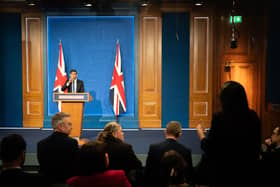 Prime Minister Rishi Sunak during a press conference in the Downing Street Briefing Room, London, where he insisted his new Rwanda legislation "blocks every single reason that has ever been used to prevent flights". PIC: James Manning/PA Wire