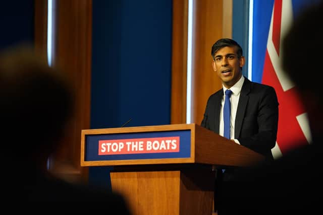 Prime Minister Rishi Sunak during a press conference in the Downing Street Briefing Room. PIC: James Manning/PA Wire