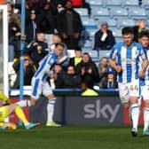 Huddersfield Town's Rhys Healey after scoring his side's goal during the Sky Bet Championship match against Coventry at the John Smith's Stadium. Picture: Ian Hodgson/PA Wire.