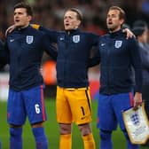 OLD FAVORUITES: John Stones, Harry Maguire, Jordan Pickford and Harry Kane remain from the England squad which reached the last World Cup semi-finals