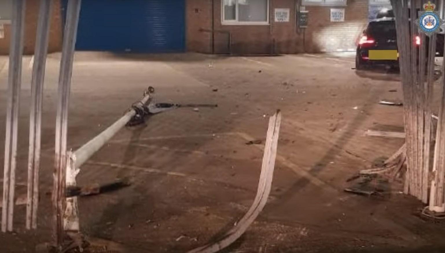 Watch moment speeding driver crashes into fence in Yorkshire as police ...