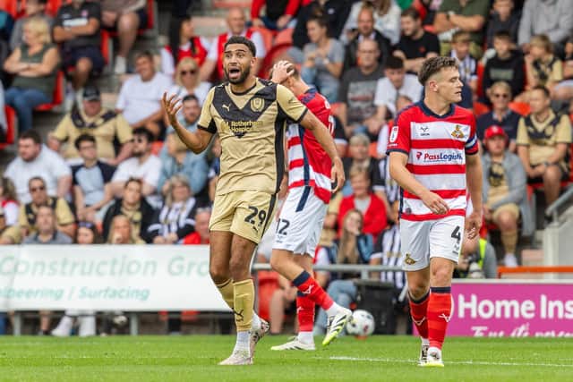 Rotherham United striker Kion Etete, pictured in the League One derby at Doncaster Rovers.