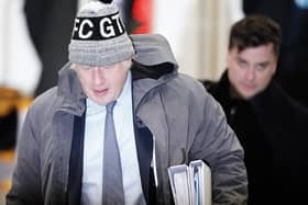 Former prime minister Boris Johnson leaving Dorland House in London, after giving evidence to the UK Covid-19 Inquiry. PIC: Jordan Pettitt/PA Wire