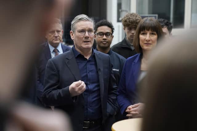 Labour leader Sir Keir Starmer and Shadow Chancellor Rachel Reeves during their visit to the Manufacturing Technology Centre in Coventry. PIC: Andrew Matthews/PA Wire