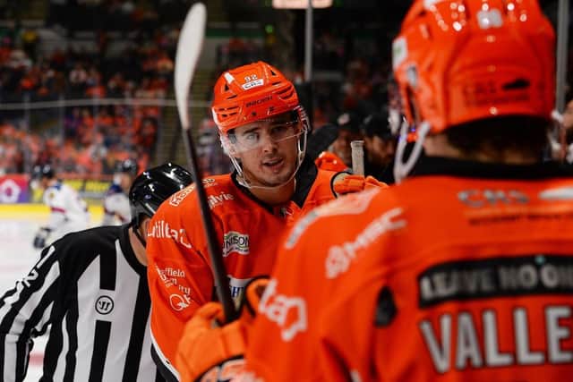 DYNAMIC: Forward Mitchell Balmas has proved a positive addition to the Sheffield Steelers' roster in 2023-24. Picture: Dean Woolley/Steelers Media.