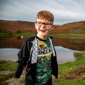 Luke Mortimer, a selfless ten-year-old quad amputee, at the bottom of Embsay Crag